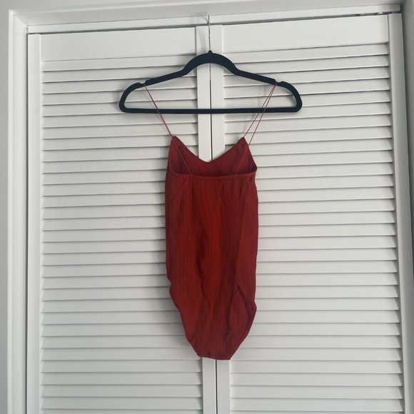 Urban Outfitters- Orange/Red Ribbed Bodysuit- Size Small - Picture 3 of 4